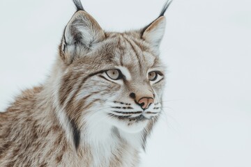 Obraz premium Studio photo of a lynx isolated against a white background. Wildlife and conservation concept, space for copy.