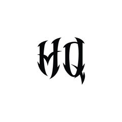 HQ monogram logo design letter text name symbol monochrome logotype alphabet character simple logo
