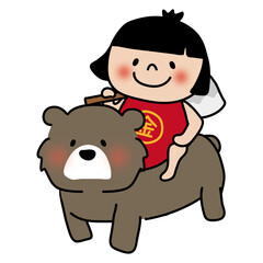 熊にまたがる金太郎