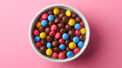 Colorful Chocolate Candies In A White Bowl