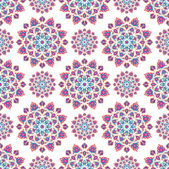 Arabic mandala motif colorful seamless pattern for wallpaper, textile and tile