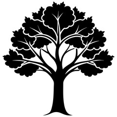 Obraz premium Knowledge Tree silhouette black vector illustration and white background