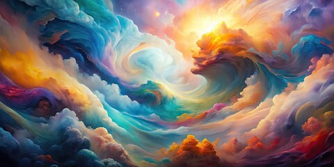 Abstract cloudscape of swirling colors , abstract, clouds, sky, swirl, colors, vibrant, surreal, dreamy, ethereal, artistic