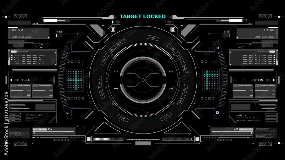 Poster HUD futuristic screen camera recording interface data  monitoring UI frame. Scifi display frame for game, drone 4K motion.