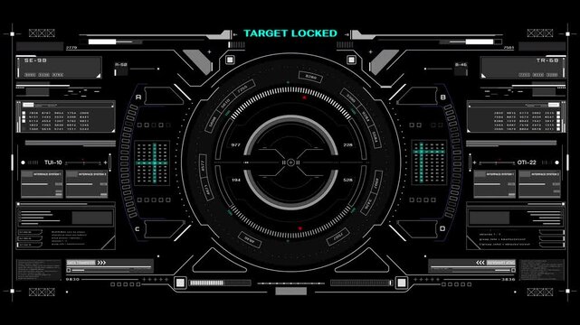 HUD futuristic screen camera recording interface data  monitoring UI frame. Scifi display frame for game, drone 4K motion.