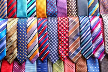 Shopping.A variety of colored men's ties in a store