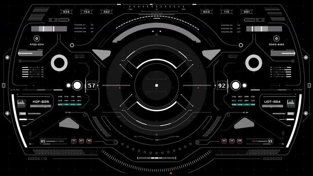 HUD scifi futuristic element digital display control panel 4K motion . Abstract screen dynamic interface programming code data simulation.