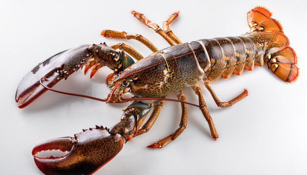 Bogavante de mar vivo sobre un fondo blanco
