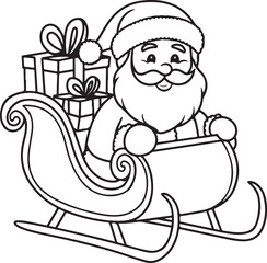 Christmas santa is carring gift boxes illustration vector ,
