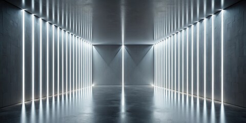 Fototapeta premium Abstract geometric light beams on gray surface, minimalist render background, geometric, light beams, abstract, gray