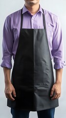 Man Wearing Purple Shirt And Black Apron