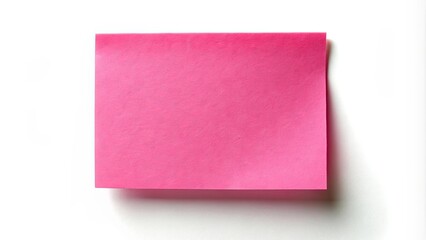 Small pink rectangular sticky note with shadow on white background, sticky note, pink, rectangular, small, shadow