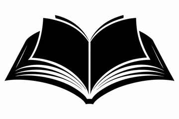 OpenBook silhouette black vector illustration and white background