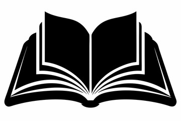 OpenBook silhouette black vector illustration and white background