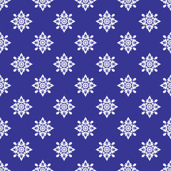blue and white ethnic floral ceramic motif seamless pattern for wallpaper and tile