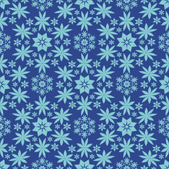 Blue cute snowflakes motif seamless pattern for wallpaper and tile