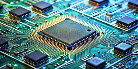 Serial production of electronic microchips, technology, manufacturing, factory, industry, semiconductor, circuit