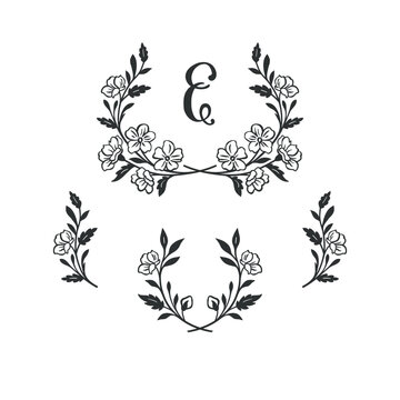 Hand drawn laurels, wreaths and branches.