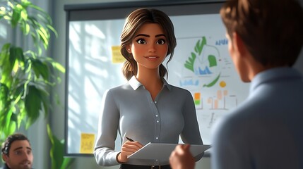 Dynamic office animation engaging business meeting presentations