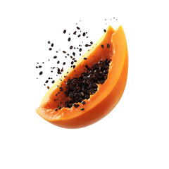 Exploring the Vibrant Colors and Textures of a Fresh Tropical Papaya Slice with Seeds