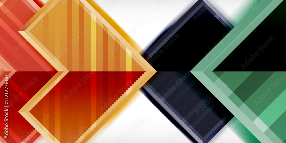 Poster Arrow symbols created with 3d effects and line texture geometric abstract background