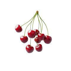 A Close-Up Look at Fresh Red Cherries with a Glossy Surface: Nature's Juicy Delight
