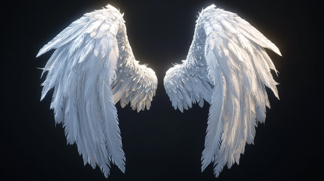 Majestic White Angel Wings  Feathers   D Render