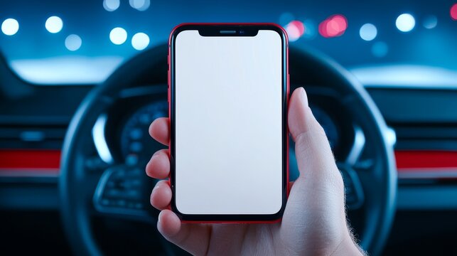 Mock-up in car symbolizing digital loyalty at gas stations. Discounted fuel at gasoline stations.