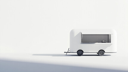 Modern White Food Truck Mockup on White Background