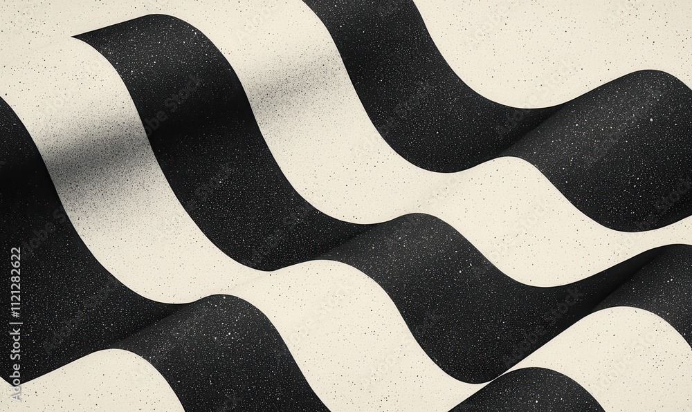 Poster abstract black and white wave pattern with textured background