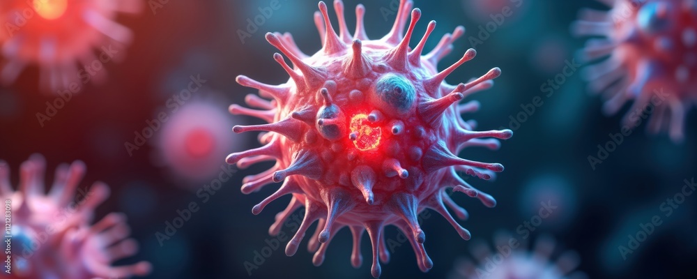 Aufkleber detailed 3d render of leukemia cell. complex structure clearly shown. futuristic style. triadic colo
