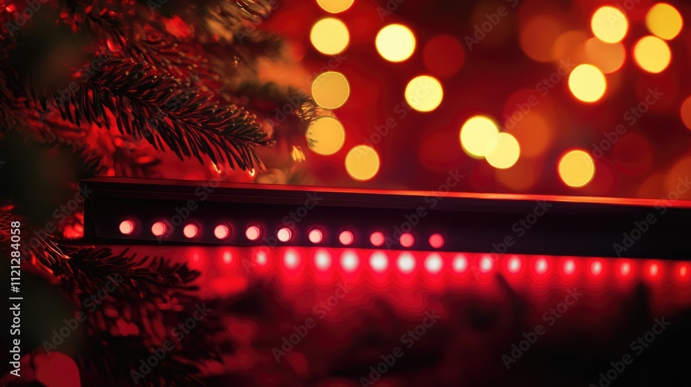Poster conceptual image of a loading bar beneath a christmas tree, festive bokeh lights creating a holiday 