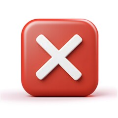 Obraz premium Red Square Button Showing White Cross Symbol
