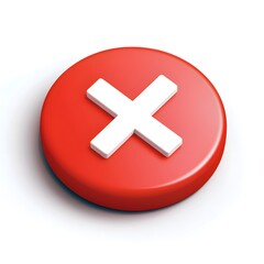 Obraz premium Red Circle Button with White Cross Symbol