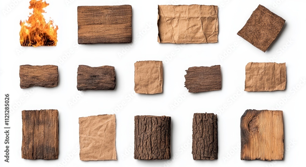Poster a realistic set of borders and frames made from scorched and smoldering paper sheets. the edges and 