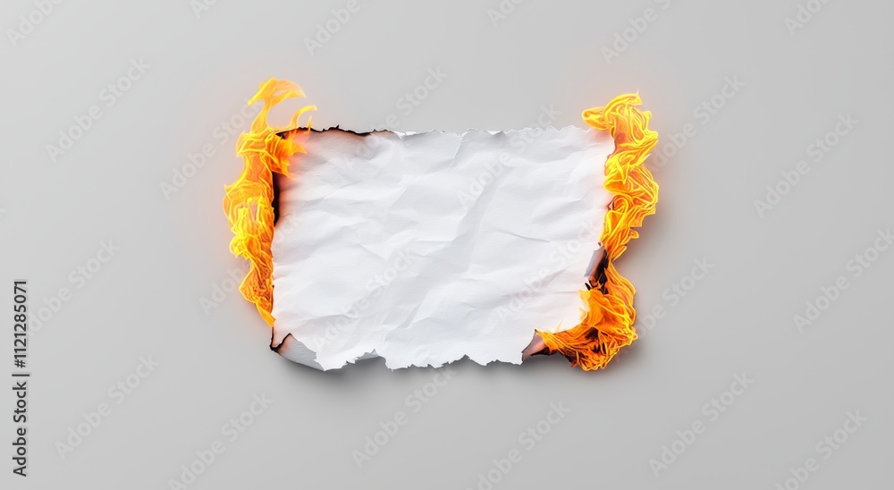 Poster a realistic set of borders and frames made from scorched, smoldering paper sheets with torn edges an