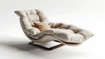 A comfortable recliner with padded cushions on a white background.