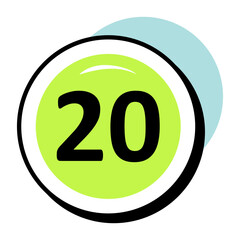 Number and Counting Circle Color Outline Icons and Illustrations Pack