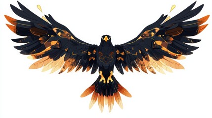 Fototapeta premium Dynamic hawk in flight natural habitat wildlife illustration vibrant environment aerial view