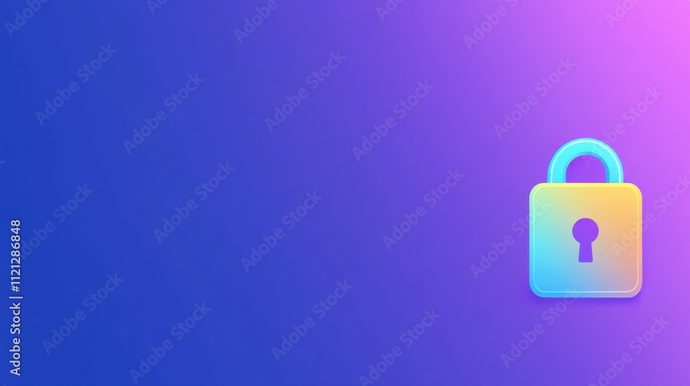 Poster digital lock icon on gradient background in modern technology theme