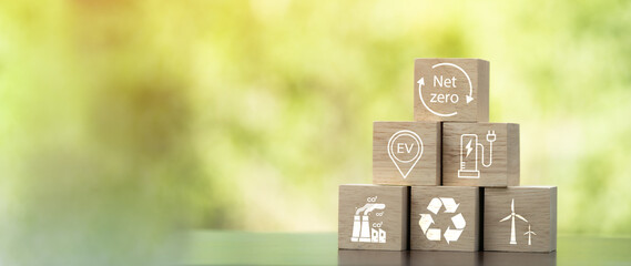 Net zero and carbon neutral concept Net zero greenhouse gas emissions target for a sustainable...