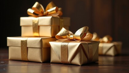 Luxurious Gifts Wrapped in Elegant Paper with Gold Leaf Accents and Tied with Satin Ribbons for a Truly Special Holiday Touch