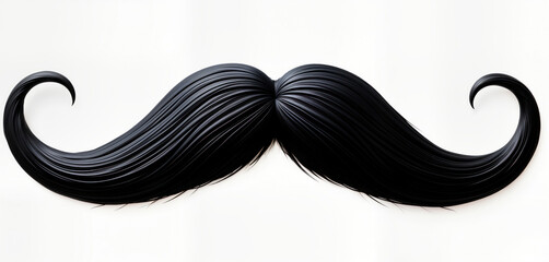 Black mustache on white background. Stylish classic mustache design. Modern graphic illustration. Suitable for fashion, design, barber shop advertisements. Image represents trendy accessory, classic
