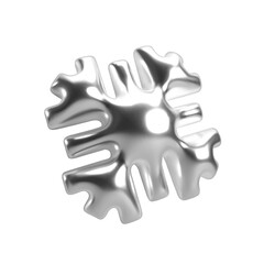 Obraz premium 3d chrome snowflake with shiny reflective silver metallic surface. Isolated vector design element for winter themes, Christmas, New Year, festive decorations, and seasonal holiday projects