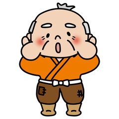 手を上にあげるこぶじいさん