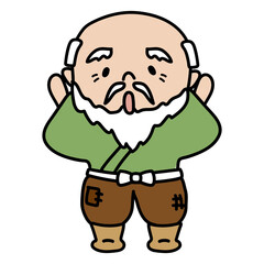 手を上にあげるひげじいさん