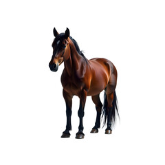 Fototapeta premium Majestic Brown Horse: Isolated Animal on Transparent Background for Equestrian Themes, PNG
