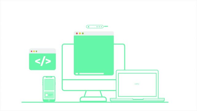 Computer code how api works animation 2d video 
