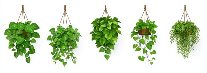 Fototapeta premium Stunning set of ivy vines on a wall. Modern illustration of a green Hedera plant that can be used to decorate your home, garden, or floral display.