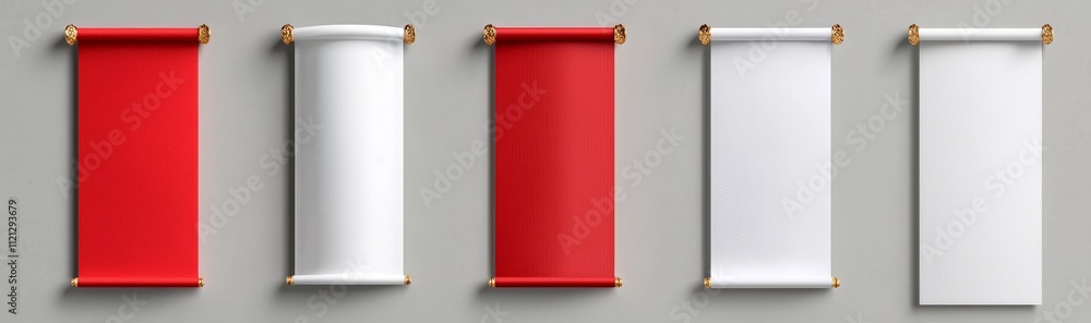 Poster this set of chinese paper scrolls features a modern banner in red and gold, and there is a japanese 